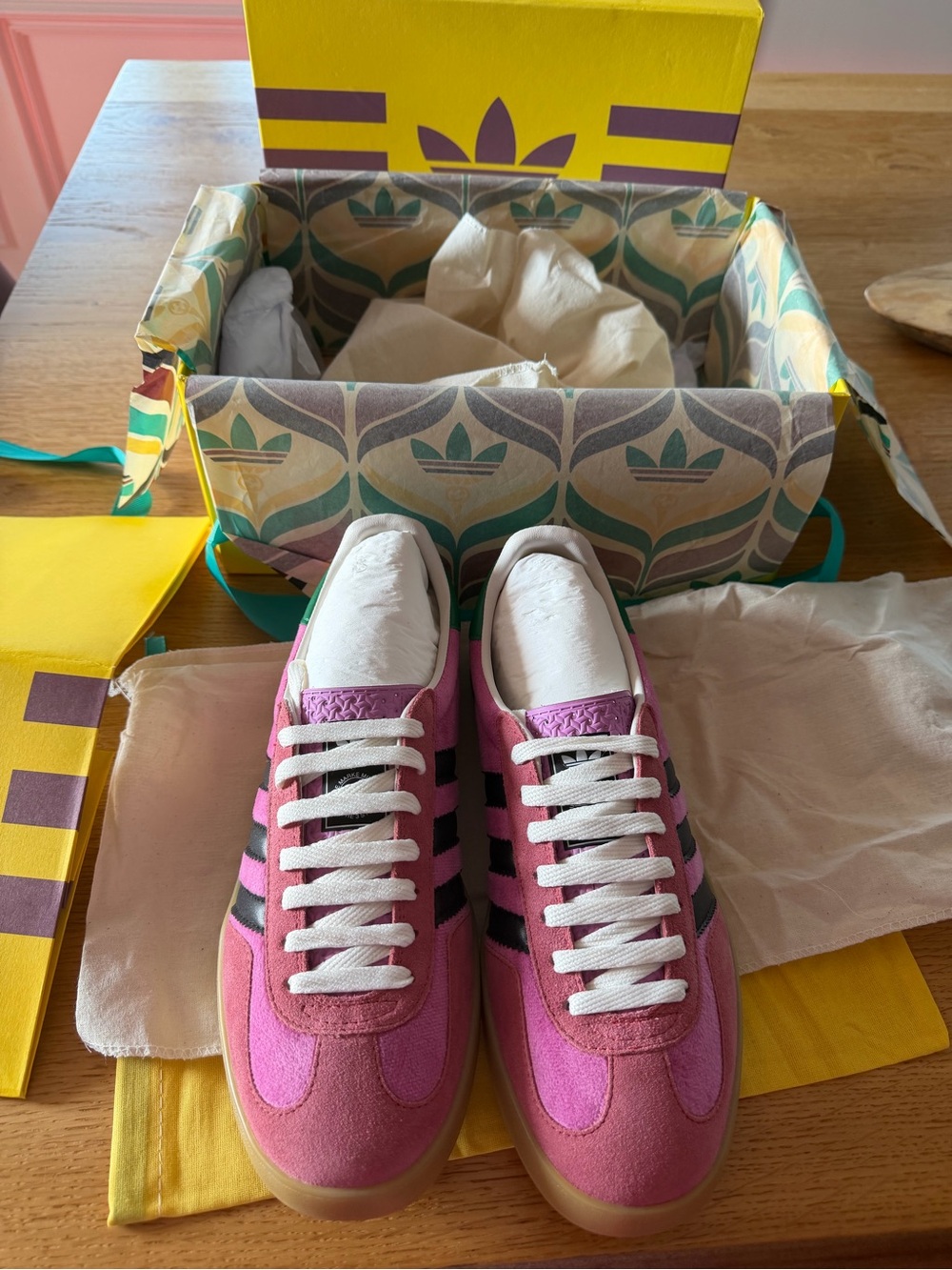 Adidas x Gucci Style Pink Suede Retro Trainer - Picture 5 of 7